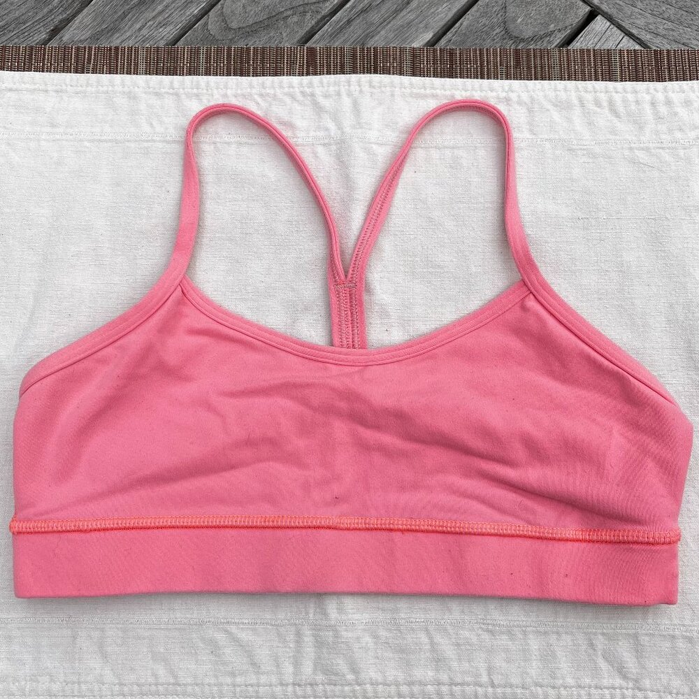LULULEMON Flow Y Wireless Bra Coral Pinkish Orange Size 6, GUC (no pads)